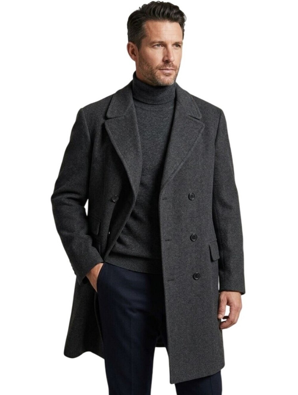 Vintage Gerolamo Tailors Gray Double Breasted Wool Coat Size 46R